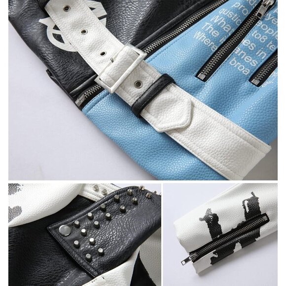 DARKSHE Women's Faux Leather Jacket Coat with Long Sleeve - Picture 5 of 6